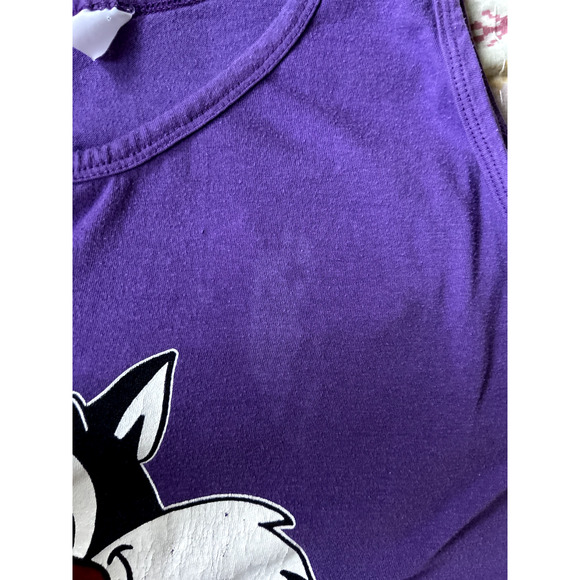 Vintage Sylvester The Cat 1977 Warner Bros Retro Tank Top Size L Purple - Picture 7 of 8